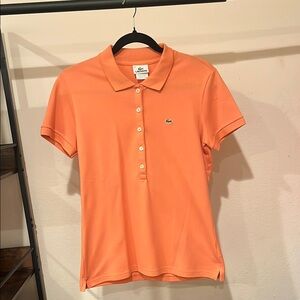 Lacoste Orange Fitted Button Down Polo Shirt